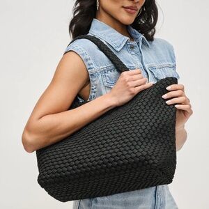 Elegant Black Woven Tote Bag